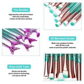 img 1 attached to 💄 Professional 11PCS Mermaid Makeup Brushes Set: Foundation, Eyeshadow, Eyebrow, Eyeliner & Blush Cosmetics Tools Kit