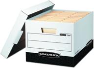 📦 bankers box r-kive heavy-duty storage boxes: fastfold, lift-off lid, letter/legal - 12-pack for efficient organization logo