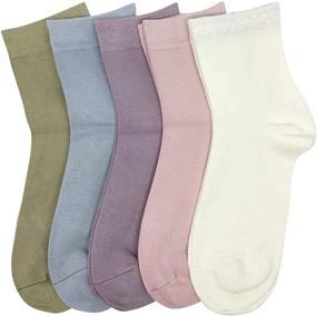 img 4 attached to 🧦 5 Pairs of Lightweight Bamboo Crew Ankle Socks for Women - Soft, Breathable, Anti-Odor, Thin Ankle Height Boot Socks