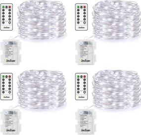 img 4 attached to 🌟 Get Enchanting Decor with 4 Pack Fairy Lights: Battery Operated, Waterproof, 8 Modes, Remote Control, 50 LEDs, 16.4ft Silver Wire Firefly Lights for Bedroom Wedding Festival Decor (Cool White)