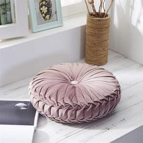 img 3 attached to 🎃 Cassiel Home 14.5 Inch Pintuck Round Velvet Pumpkin Pillow - Handcrafted Mauve Floor Cushion - Solid Pink Throw Pillow for Chair Couch