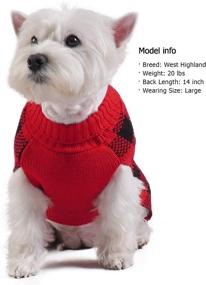 img 1 attached to KYEESE Christmas Dog Sweater - Buffalo Check Design 🐶 with Leash Hole, Turtleneck & Cable Knit Pullover for Cold Weather