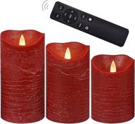 battery powered led flameless pillar candles set with timer and remote control | flickering electric bright real 🕯️ wax decorative candles for home décor, wedding, birthday party | pack of 3 - 3’’ x 4’’ 5’’ 6’’ логотип