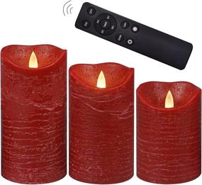 img 4 attached to Battery Powered LED Flameless Pillar Candles Set with Timer and Remote Control | Flickering Electric Bright Real 🕯️ Wax Decorative Candles for Home Décor, Wedding, Birthday Party | Pack of 3 - 3’’ x 4’’ 5’’ 6’’