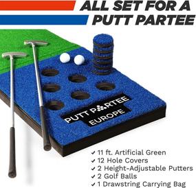 img 3 attached to 🏌️ PUTT PARTEE Indoor-Outdoor Golf Game Set – Ultimate Golf Pong Putting Set for Tailgating or Backyard Fun - 11 Ft. Flat Green with Height-Adjustable Putters, Balls, & Bag