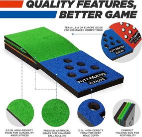 img 1 attached to 🏌️ PUTT PARTEE Indoor-Outdoor Golf Game Set – Ultimate Golf Pong Putting Set for Tailgating or Backyard Fun - 11 Ft. Flat Green with Height-Adjustable Putters, Balls, & Bag