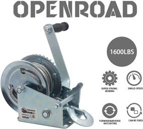 img 3 attached to Лебедка для лодок OPENROAD 1600 фунтов: эффективный ручной буксировщик с регулируемой длиной кабеля и стойкостью к коррозии