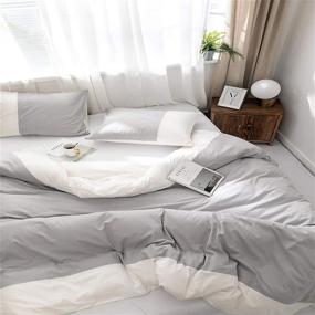 img 4 attached to 🛏️ Softta Vintage Bohemia Cal King Size Bedding Set - 104 x 98 Inches - 3-Piece Duvet Cover Set - Grey and White - Modern Solid White and Gray - Zipper Closure - 100% Egyptian Cotton