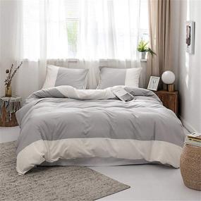 img 3 attached to 🛏️ Softta Vintage Bohemia Cal King Size Bedding Set - 104 x 98 Inches - 3-Piece Duvet Cover Set - Grey and White - Modern Solid White and Gray - Zipper Closure - 100% Egyptian Cotton