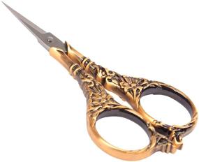 img 4 attached to BIHRTC Vintage European Style Scissors Stainless Steel For Cross Stitch Cutting Embroidery Sewing Handcraft Craft Art Work DIY Tool(Red Copper)