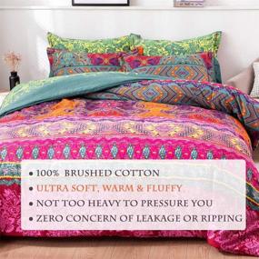 img 3 attached to 🌺 Bohemian Comforter Set King in SexyTown - Exotic Rose Red Teal Mandala Printed Bedding with Reversible Striped Bed Comforter Winter Design - Cotton Boho Chic, Including 3PC (1 Boho Comforter+2 Pillow Shams)