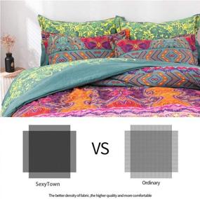 img 1 attached to 🌺 Bohemian Comforter Set King in SexyTown - Exotic Rose Red Teal Mandala Printed Bedding with Reversible Striped Bed Comforter Winter Design - Cotton Boho Chic, Including 3PC (1 Boho Comforter+2 Pillow Shams)