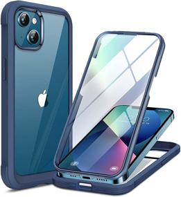 img 4 attached to Dark Blue Miracase Compatible with iPhone 13 Mini Full-Body Glass Clear Case - 2021 Upgrade with Screen Protector