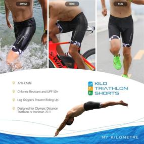 img 3 attached to 🏊 MY KILOMETRE Men's 9" Triathlon Shorts with Convenient Leg Pockets and Long-Distance Chamois for Tri Race Cycling