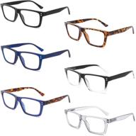 👓 ivnuoyi 6 pack large square frame reading glasses with spring hinges, blue light blocking, anti glare, eyestrain relief, computer readers for men and women, strength 1.75 logo