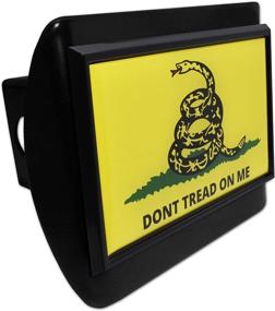 img 1 attached to 🐍 Black Hitch Cover with Don't Tread On Me Flag Black Emblem