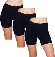 🩳 emprella slip shorts 3-pack: comfortable black bike shorts for yoga, cotton spandex stretch boyshorts логотип