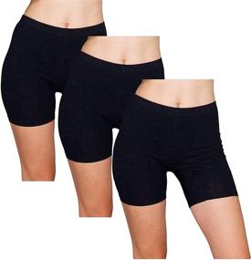 img 4 attached to 🩳 Emprella Slip Shorts 3-Pack: Comfortable Black Bike Shorts for Yoga, Cotton Spandex Stretch Boyshorts