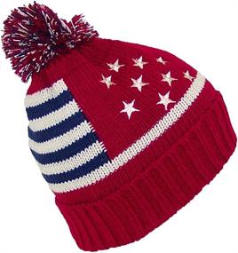 img 3 attached to 🧢 Top Winter Hats: Adult American/Americana Flag Cuffed Knit Beanie with Pom Pom (One Size)