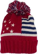 🧢 top winter hats: adult american/americana flag cuffed knit beanie with pom pom (one size) logo