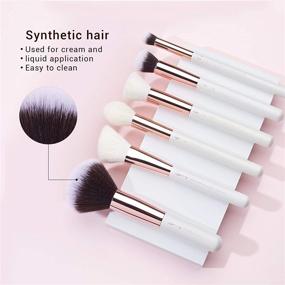 img 2 attached to Jessup Brand 25pcs Makeup Brush Set - Professional Beauty Cosmetics Kit for Foundation, Blush, Eyelashes, Lipstick - Natural-Synthetic Hair Brushes (Pearl White/Rose Gold)