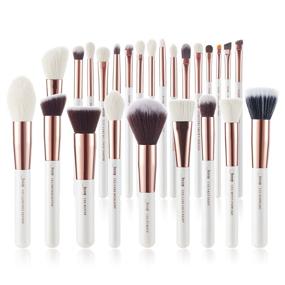 img 4 attached to Jessup Brand 25pcs Makeup Brush Set - Professional Beauty Cosmetics Kit for Foundation, Blush, Eyelashes, Lipstick - Natural-Synthetic Hair Brushes (Pearl White/Rose Gold)