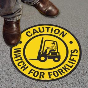 img 4 attached to Caution Watch Forklifts Adhesive Floor Sign