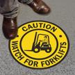 caution watch forklifts adhesive floor sign logo
