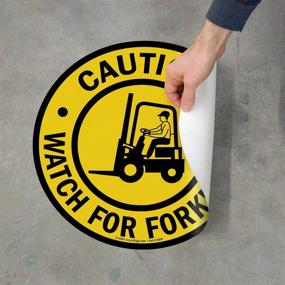 img 2 attached to Caution Watch Forklifts Adhesive Floor Sign