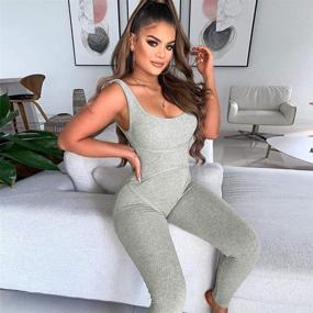 img 1 attached to 👗 Ronyme Bodycon Jumpsuit: Stylish Clubwear Bodysuit for Women in Jumpsuits, Rompers & Overalls