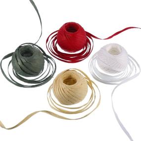 img 4 attached to 🎁 Christmas Raffia Paper Ribbon String: Enhance Your Gift Wrapping and Decoration with Tatuo 4 Rolls 656 Feet Natural Red, Green, and White - Premium Christmas Supplies!