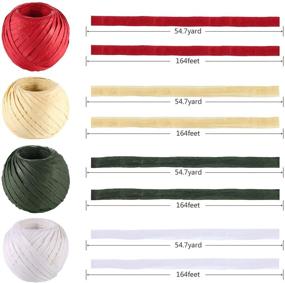 img 3 attached to 🎁 Christmas Raffia Paper Ribbon String: Enhance Your Gift Wrapping and Decoration with Tatuo 4 Rolls 656 Feet Natural Red, Green, and White - Premium Christmas Supplies!