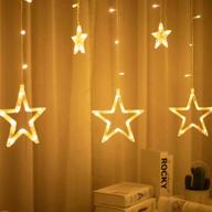 🌟 waterproof led curtain string lights with 8 modes - transparent strand, indoor/outdoor home decorative lights, crescents and stars (stars) logo