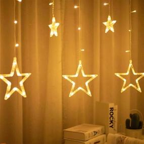 img 4 attached to 🌟 Waterproof LED Curtain String Lights with 8 Modes - Transparent Strand, Indoor/Outdoor Home Decorative Lights, Crescents and Stars (Stars)