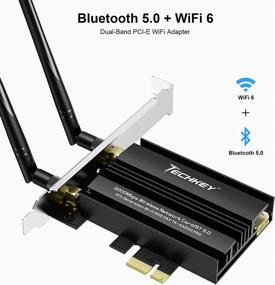 img 3 attached to 🔌 Techkey WiFi 6 Card PCIe 3000Mbps for PC, Wireless Adapter with Bluetooth 5.0 Dongle 802.11AX WiFi Adapter Express Network Dual Band 5dBi High Rotating Antenna (Desktop Compatibility: Windows 10 64-bit)