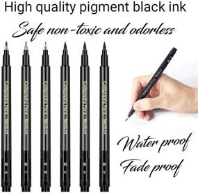 img 2 attached to 🖋️ Complete Caligraphy Pen Kit for Beginners - 6 Pack Brush Pens, Perfect Set for Writing, Drawing, and Journaling, Ideal for Adults, Hand Lettering, and Back To School Supplies