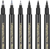 🖋️ complete caligraphy pen kit for beginners - 6 pack brush pens, perfect set for writing, drawing, and journaling, ideal for adults, hand lettering, and back to school supplies logo