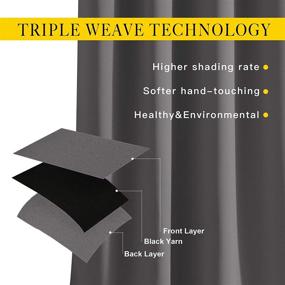 img 1 attached to Серые занавески с затемнением для спальни - шумопонижающие прокладочные шторы на окна с кольцевым верхом - микрофибра 3-слойной технологии - комплект из 2-х панелей, размер 52 x 84 дюйма, серый