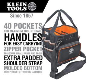 img 3 attached to Klein Tools 5541610-14 Tool Bag with Shoulder Strap: 40-pocket Storage for Tools, Vibrant Orange Interior