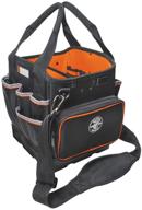 klein tools 5541610-14 tool bag with shoulder strap: 40-pocket storage for tools, vibrant orange interior logo