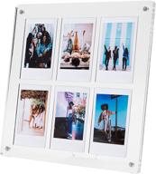 🖼️ the versatile happy frame clear acrylic floating 8x8 frame with polaroid instax collage insert, multi-functional free-standing & magnetic for fridge logo