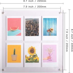 img 1 attached to 🖼️ The Versatile Happy Frame Clear Acrylic Floating 8x8 Frame with Polaroid Instax Collage Insert, Multi-Functional Free-Standing & Magnetic for Fridge