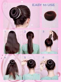 img 1 attached to 🎀 Hair Bun Maker Hair Doughnut Shaper Set - Small, Medium, and Large Sizes - Brown Hair Doughnut Sock Bun for Girls