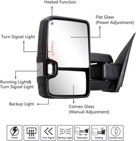 img 2 attached to 🚗 Towing Mirrors for Chevy GMC 1500/2500HD/3500HD (2014-2018/2015-2019) | Power Adjusted, Heated, Different Color Options