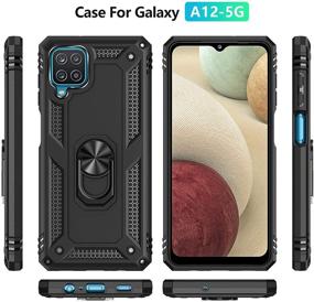 img 3 attached to 📱 Premium QCMM Compatible Samsung Galaxy A12 / A12 5G Kickstand Case [2 Pieces] with Tempered Glass Screen Protector - Hybrid Heavy Duty Armor, Anti-Scratch Cover in Black