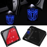 🚘 wireless 3d magnetic car door step led welcome logo shadow ghost light laser projector lamp - blue transformers autobots logo