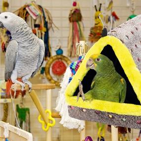img 1 attached to 🐦 Winter Warm Bird Nest House - Hanging Snuggle Hut Nest Plush House for Large Birds: African Grey Cockatoos, Amazon Parrots, and More - MEWTOGO