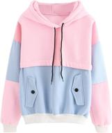 🧥 sweatyrocks women’s winter color block fleece hoodie: stylish long sleeve sweatshirt with pockets for extra comfort logo