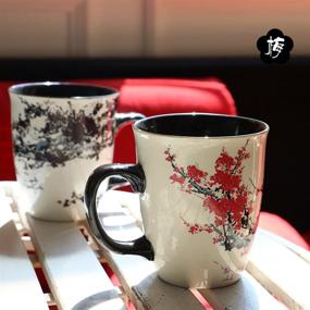 img 2 attached to ☕ Asmwo Color-Changing Heat-Sensitive Magic Funny Art Mug: Large Coffee Tea Plum Blossom Porcelain Mugs for Women, Mom, Grandma - Gifts 16oz Black Change Glow Red Cups