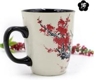 ☕ asmwo color-changing heat-sensitive magic funny art mug: large coffee tea plum blossom porcelain mugs for women, mom, grandma - gifts 16oz black change glow red cups logo